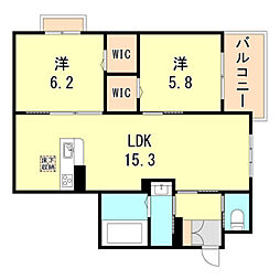 シャーメゾン桜須磨寺 2LDKの間取図画像