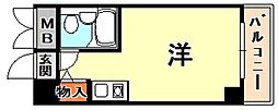 コスモプラザ三宮 ワンルームの間取図画像