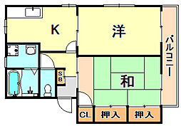 マインドコート奥須磨 2Kの間取図画像