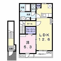 パルファン南落合02 1LDKの間取図画像