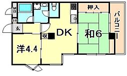 第2七耀マンション 2DKの間取図画像
