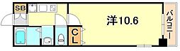 レジディア三宮東 1Kの間取図画像
