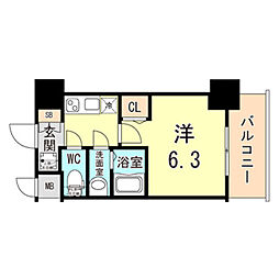 ファステート神戸コンチェール 1Kの間取図画像