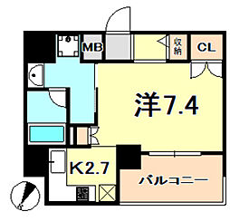 リーガル神戸三宮山手 1Kの間取図画像