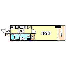 アドバンス三宮4ルシール 1Kの間取図画像