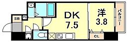 セレニテ三宮 1DKの間取図画像