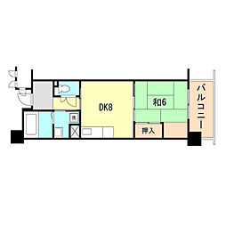 明泉寺南住宅明泉寺シティコート 1DKの間取図画像