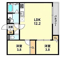 TIO御崎公園 2LDKの間取図画像