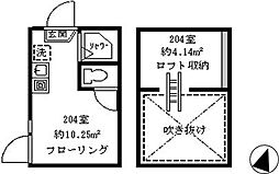 ソフィアパラソル 2階ワンルームの間取り
