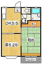 ハイツサンライズ 2DKの間取図画像