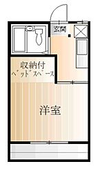 だるまアパート10号棟 1Kの間取図画像