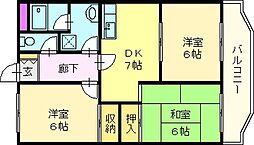 真田マンション 4階3DKの間取り