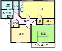 グリーンハイツ 1階2LDKの間取り
