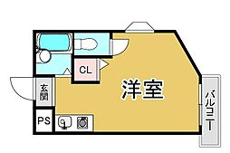 ドムス白鷺 ワンルームの間取図画像