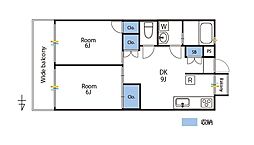 サンライズ西馬込 写真は別部屋写真11/30退去予 定 11時半〜内見 1階2LDKの間取り