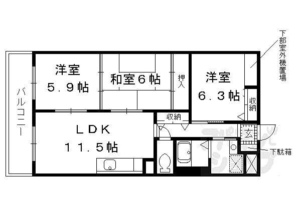 ソフィスタ洛北 302｜京都府京都市左京区岩倉三宅町(賃貸マンション3LDK・3階・66.56㎡)の写真 その2