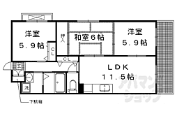 ソフィスタ洛北 3階3LDKの間取り
