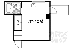 京都市営烏丸線 国際会館駅 徒歩1分の賃貸マンション 2階ワンルームの間取り