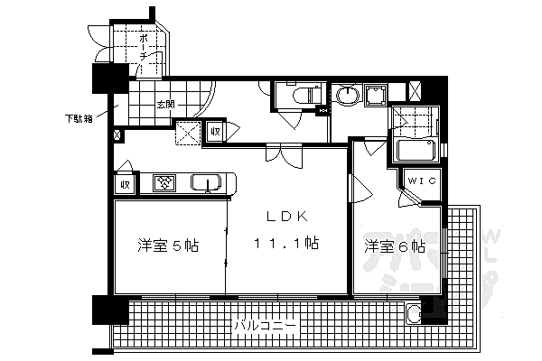 京都府京都市中京区蛸薬師通室町西入姥柳町(賃貸マンション2LDK・3階・53.42㎡)の写真 その2