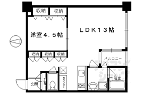 京都府京都市中京区西ノ京職司町（賃貸マンション1LDK・2階・45.60㎡） その2