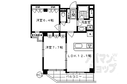 京都市営烏丸線 烏丸御池駅 徒歩4分の賃貸マンション 5階2LDKの間取り