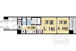 京都地下鉄東西線 二条駅 徒歩15分の賃貸マンション 7階2Kの間取り