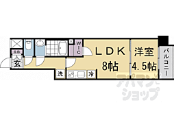 京都地下鉄東西線 二条駅 徒歩15分の賃貸マンション 3階1LDKの間取り