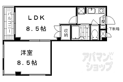 京都市営烏丸線 北大路駅 徒歩30分の賃貸マンション 3階1LDKの間取り