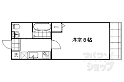 京都市営烏丸線 今出川駅 徒歩23分の賃貸マンション 3階1Kの間取り