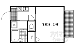 京都市営烏丸線 今出川駅 徒歩6分の賃貸アパート 1階1Kの間取り