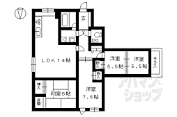サンリーベ衣笠 4LDKの間取図画像