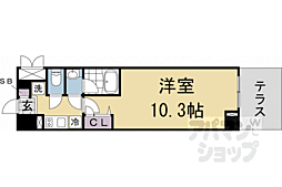 ヴィラ岡崎神宮 1階1Kの間取り