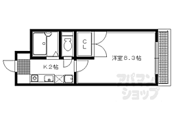 ｋ’ｓ北白川 2階1Kの間取り