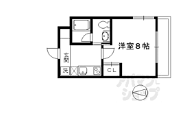 京都市営烏丸線 北大路駅 徒歩11分の賃貸マンション 2階1Kの間取り