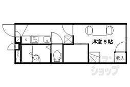 京都市営烏丸線 北大路駅 徒歩26分の賃貸アパート 1階1Kの間取り