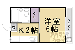 二軒茶屋マンション 1階1Kの間取り