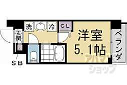 京都市営烏丸線 北大路駅 徒歩27分の賃貸マンション 1階1Kの間取り