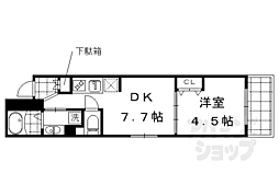 京都市営烏丸線 今出川駅 徒歩10分の賃貸マンション 3階1DKの間取り