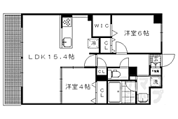 ザ・グレース京都岡崎 2階2LDKの間取り