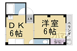 第二吉与門ハイツ 1DKの間取図画像