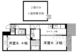 浄雲壱番館 2DKの間取図画像