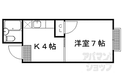 コーポ比加里 1Kの間取図画像