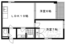 シモガモフラッツ 2LDKの間取図画像