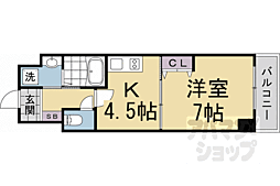 エス・キュート京都下鴨東 1Kの間取図画像