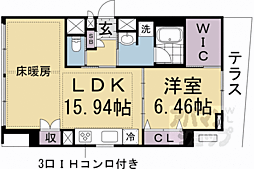 プランドール神宮丸太町 1LDKの間取図画像