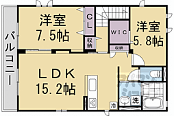 メゾンミュゲ 2LDKの間取図画像
