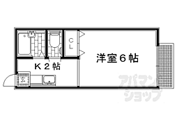 サンハイツアベ 1Kの間取図画像