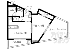グランコスモ出町柳2 1LDKの間取図画像
