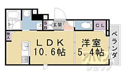 ラフィーネ下鴨 1LDKの間取図画像