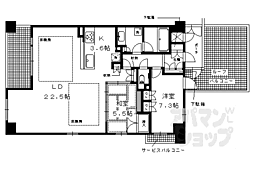 ザ・京都レジデンス岡崎神宮 2LDKの間取図画像